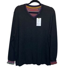 Robert Graham Pursuit Sweater Charcoal Grey 100% Wool XL NEW